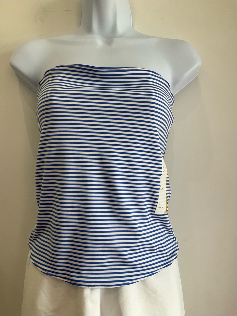a new day Blue and White Striped Strapless Camisole